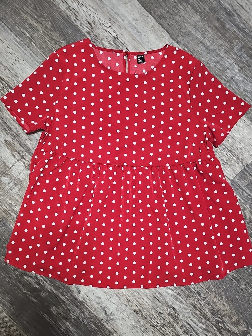 SHEIN Red & White Polka Dot Maternity Top